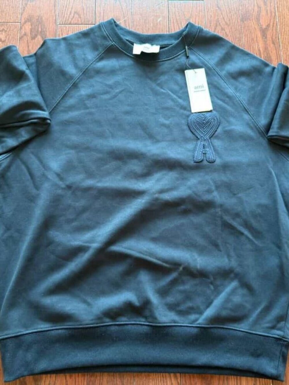 AMI Paris Ami de Coeur SS Sweatshirt Slate Blue XL NWT SS21
